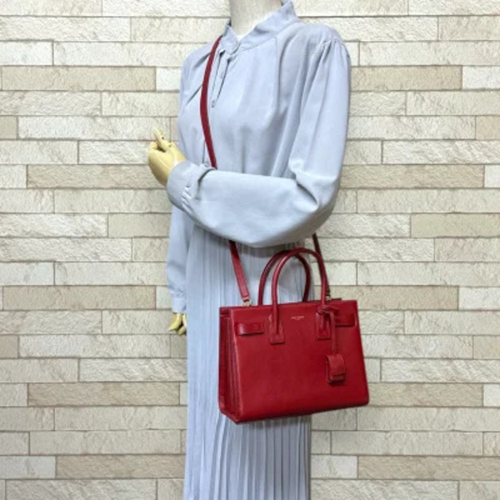 Saint Laurent Leather Shoulder Sac Bag de Baby Jour Red